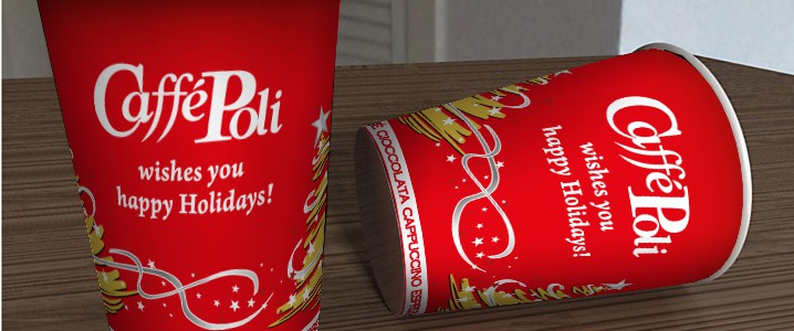 Печать бумажных стаканов для торговой марки кофе Сaffe Poli